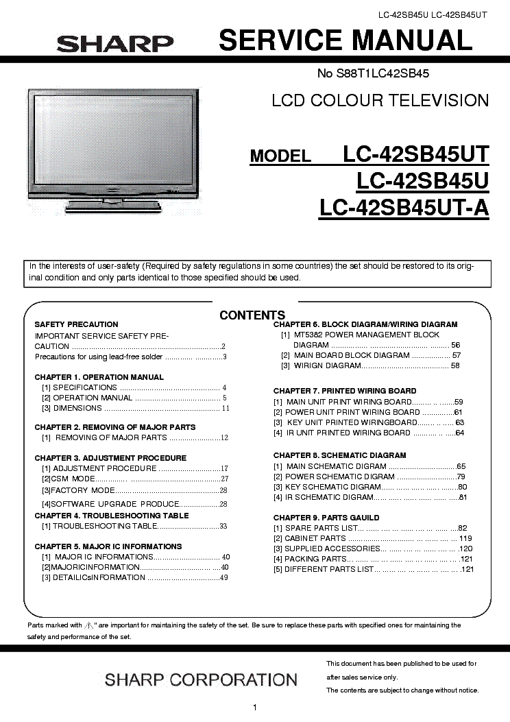 SHARP LC-42SB45U[UT] LC-42SB45UT-A service manual (1st page)